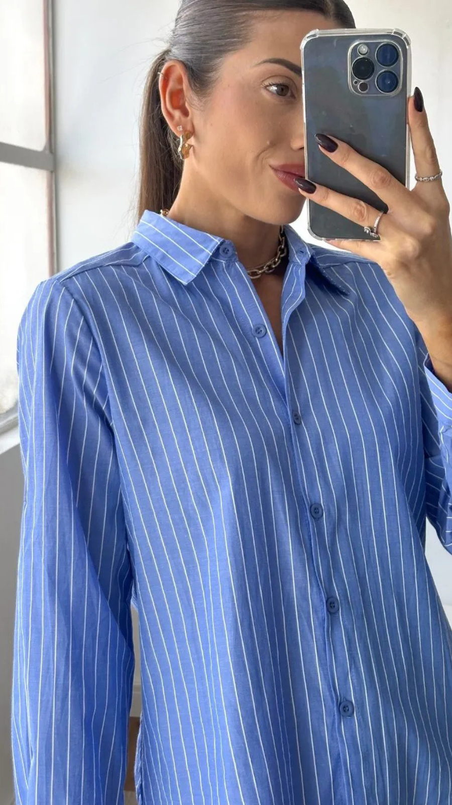 CAMISA FEMININA LISTRADA - Bella Aurora