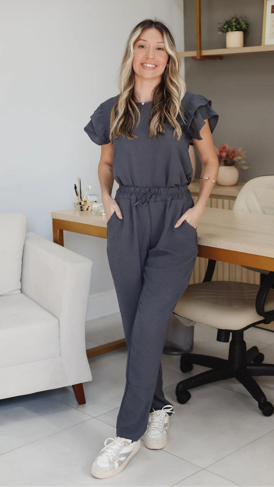 Conjunto Fabiana Duna cinza chumbo - Bella Aurora