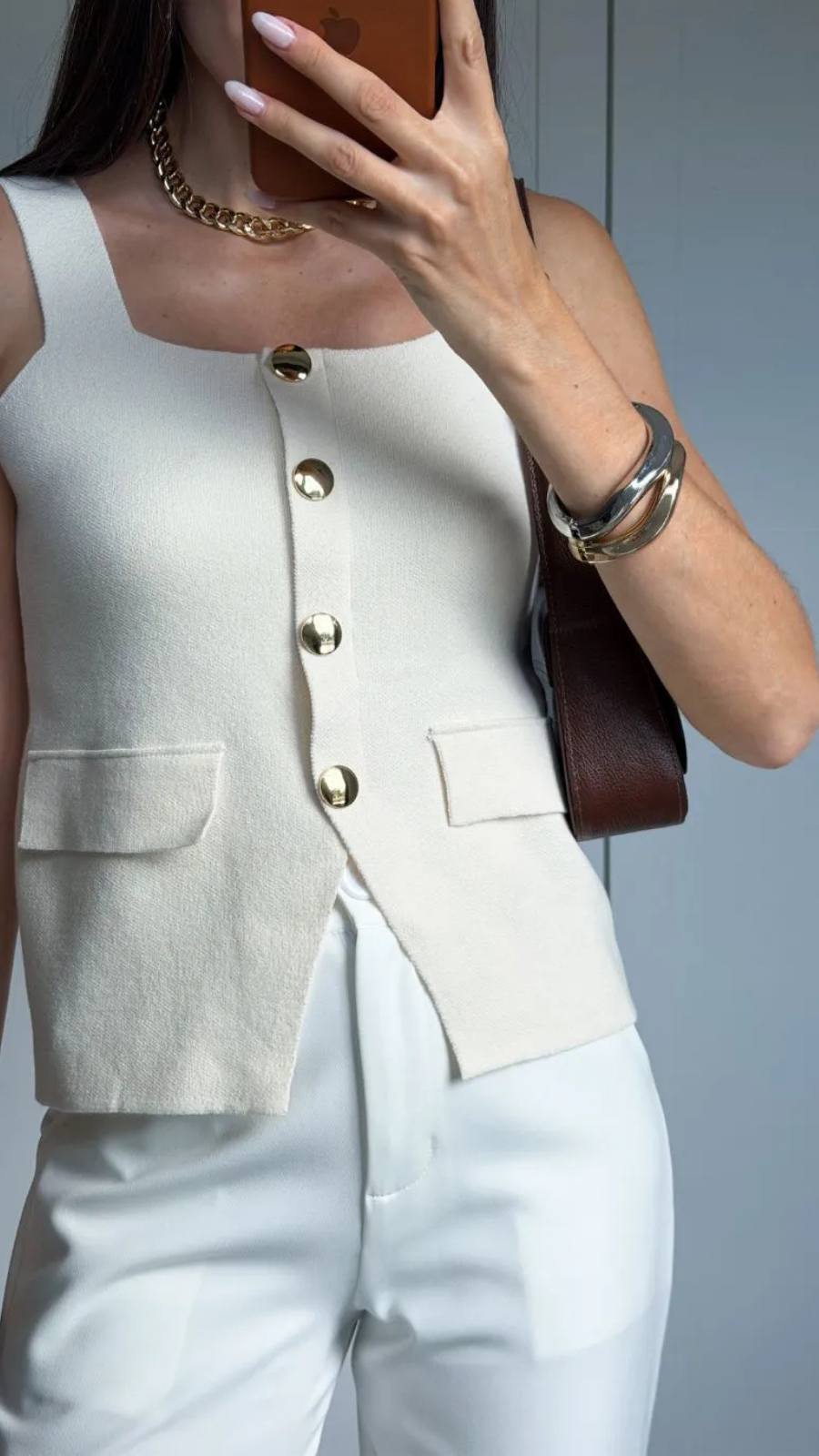 BLUSA COLETE TRICÕ DOURADO VANILLA  - Bella Aurora