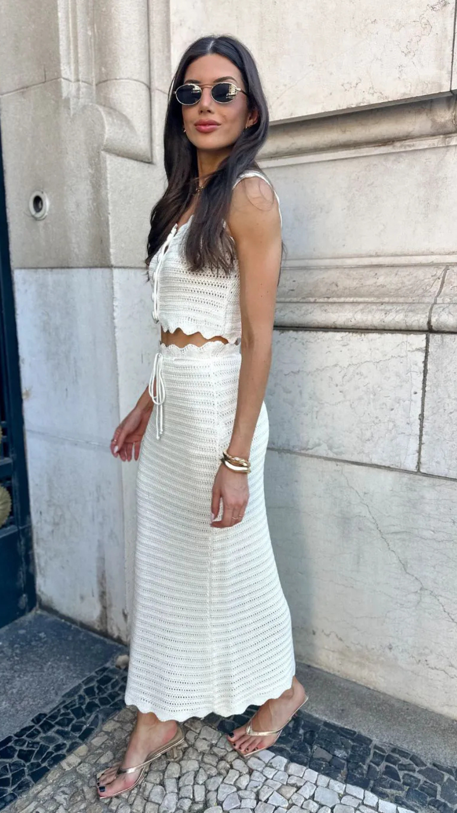 CONJUNTO TRICÔ CROCHÊ - Bella Aurora