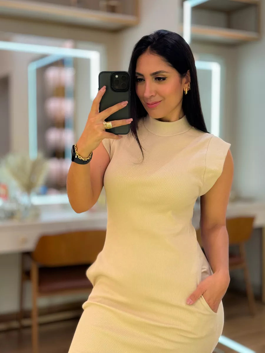 Vestido Isis Areia - Bella Aurora