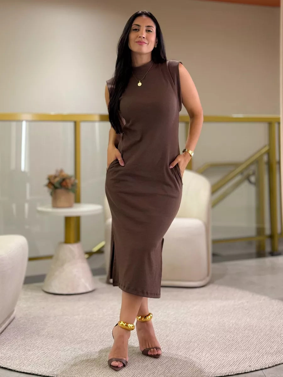 Vestido Isis Cafe - Bella Aurora